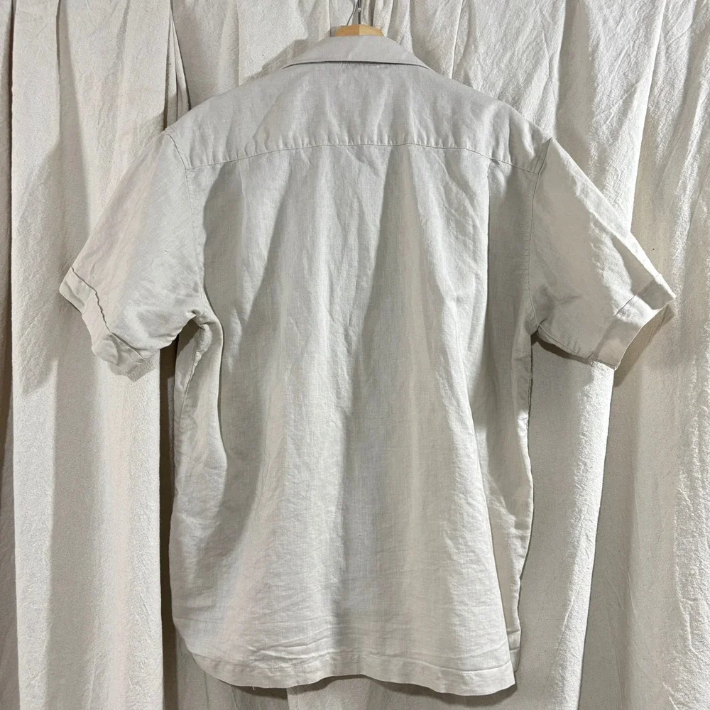 Nono‎ Maldonado Mens XL Beige Ramie Cotton Guayabera Short Sleeve Shirt
